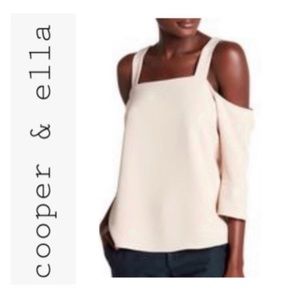 🪻 COOPER & ELLA Tilde Cold-Shoulder Crepe Blouse NWT $135 L